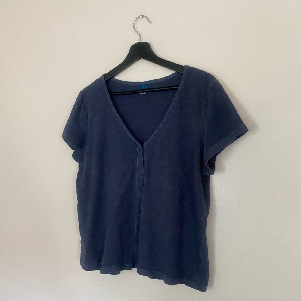 Old Navy Blue Button-Up Short Sleeve Cardigan Blue Top